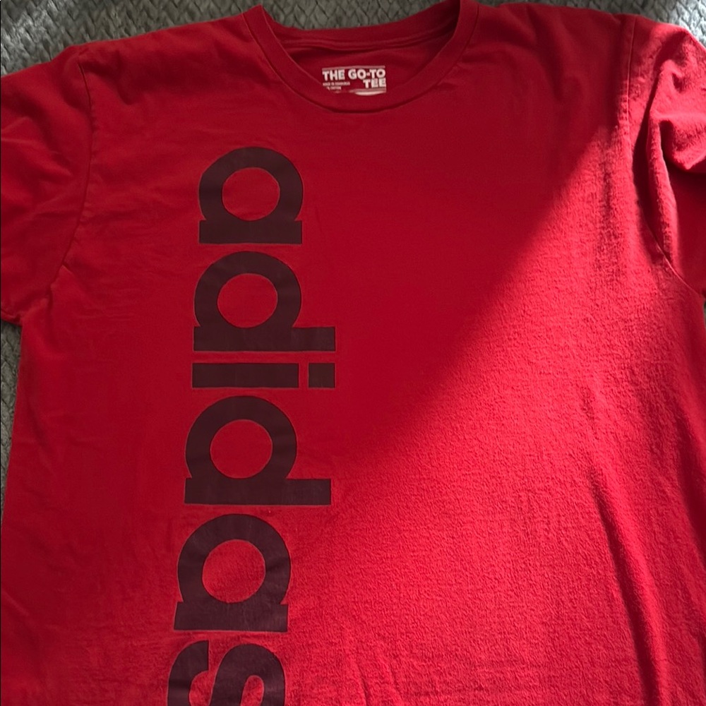 Adidas Red Tee with Bold Black Logo